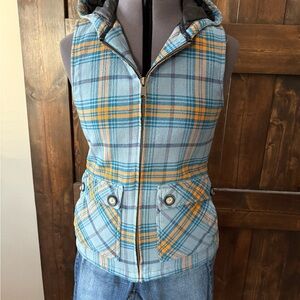 Kavu Blue and Orange Plaid Vest